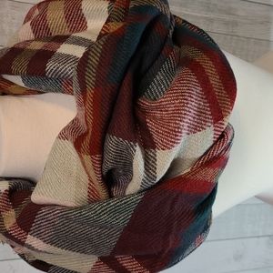 Plaid Blanket Scarf with Fringe